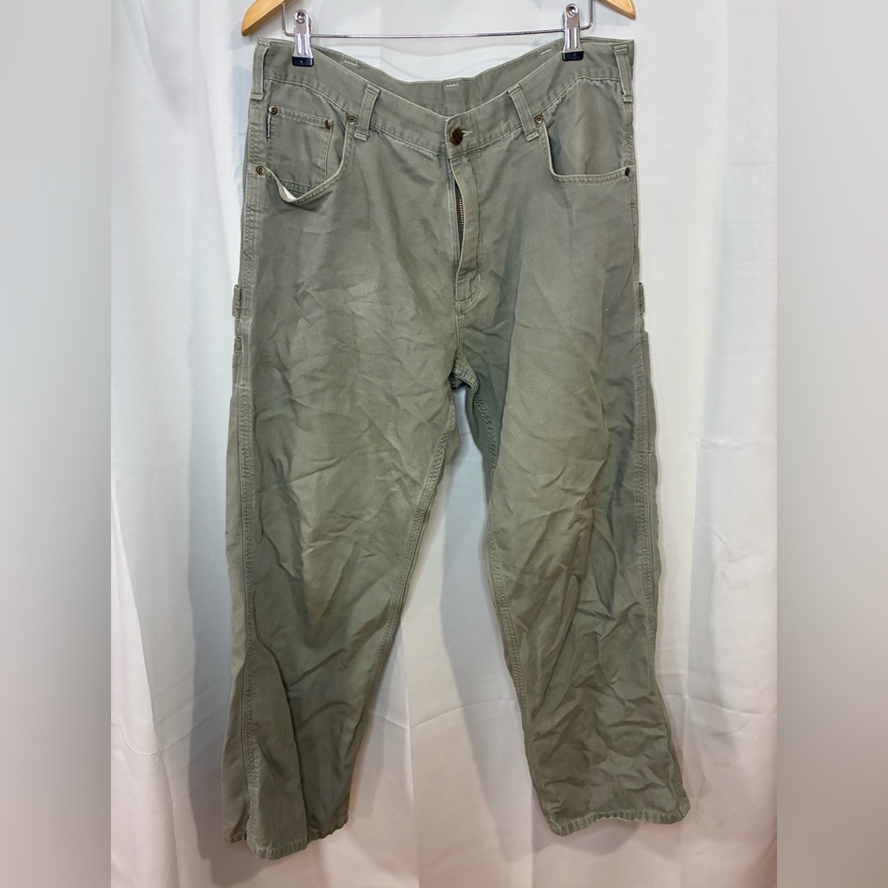 Vintage Carhartt Carpenter Cargo Pants Mens Green 36-29‎